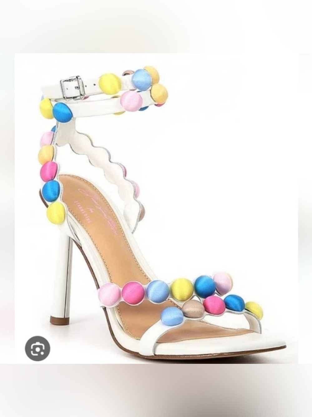 Gianni Bini Jess Southern Phoebe Pastel Rainbow Barbiecore Bead Sandal Heel 7